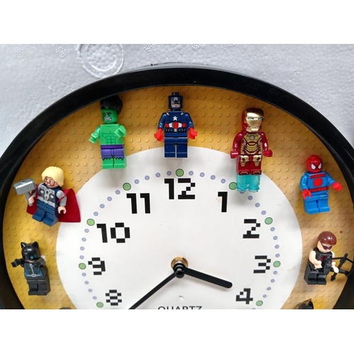 62 - A Lego mini figures super heroes Quartz wall clock