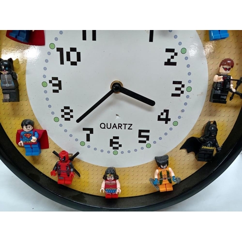 62 - A Lego mini figures super heroes Quartz wall clock