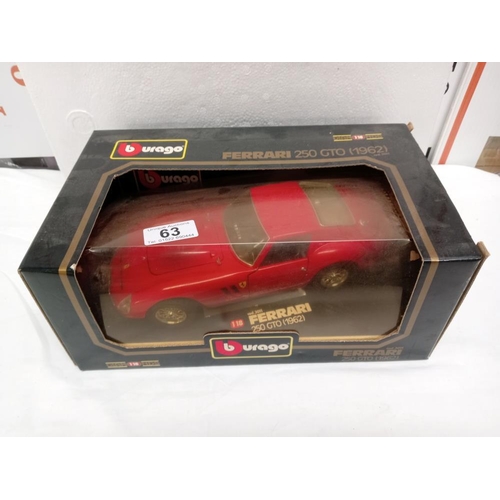 63 - A boxed Burago Ferrari 250 GTO, scale 1:18