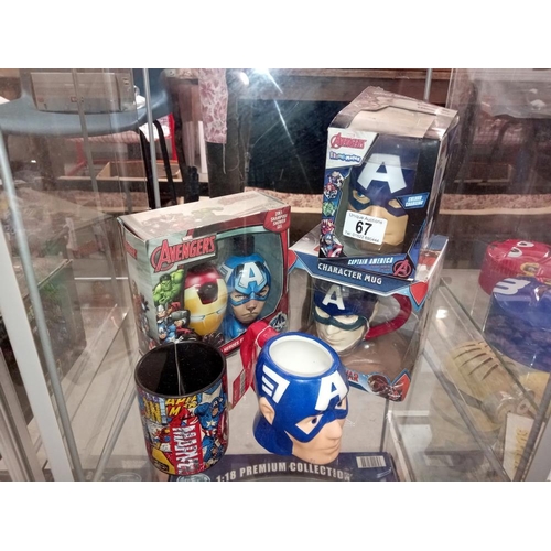 67 - A quantity of new Marvel Avengers mugs & toiletries etc.