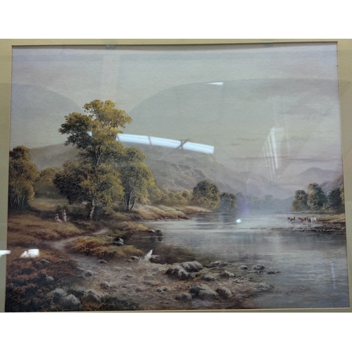 651 - A large gilt framed print of mountain lake