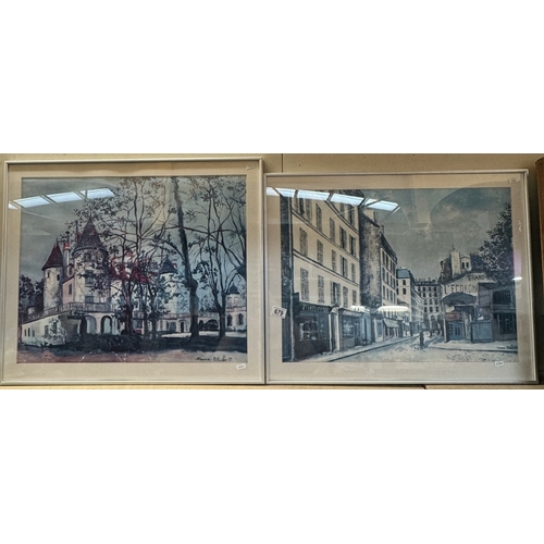 679 - A good pair of framed and glazed continental scenes