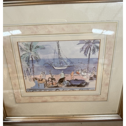 683 - A set of 4 unusual style prints in silver coloured frames