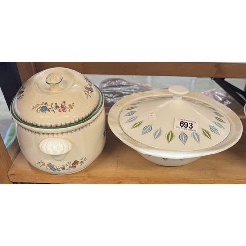 693 - A quantity of Johnson Bros Indian Tree, Snow white tureens, Spode tureen & 2 others without lids