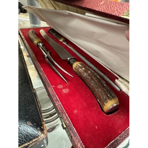 730 - 2 cased Edwardian meat carving sets