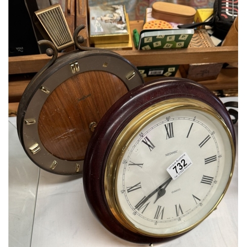 732 - A Junghens retro wall clock & 1 other