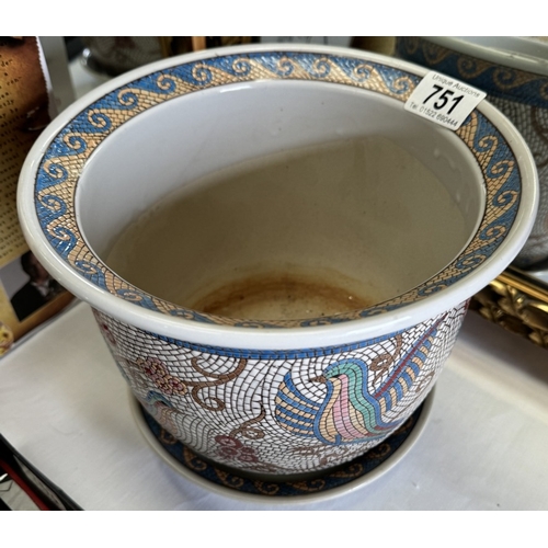 751 - A planter on stand with a Roman mosaic decorated surface