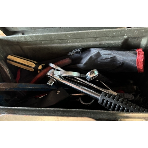 169 - A metal carry case with assorted tools