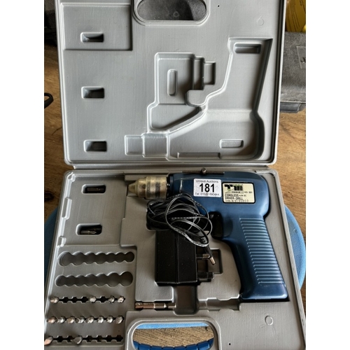 181 - A cordless drill & screwdriver set in blue case