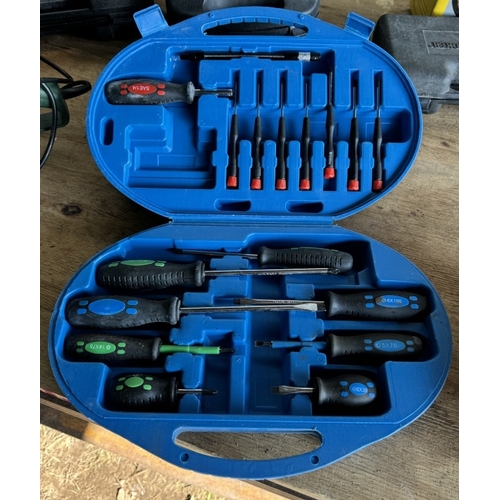 181 - A cordless drill & screwdriver set in blue case