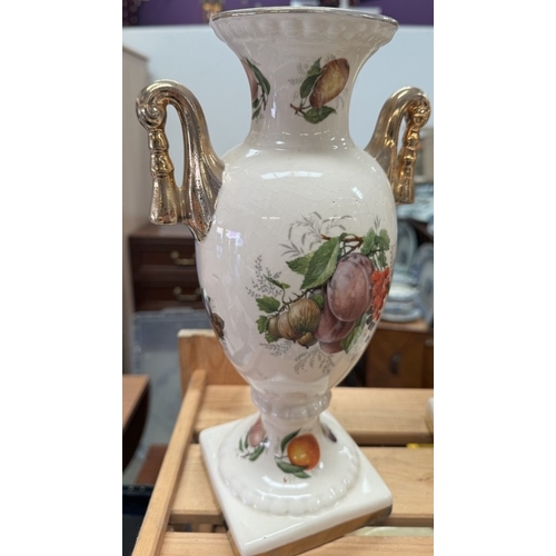 801 - 2 ornate 2 handled vases