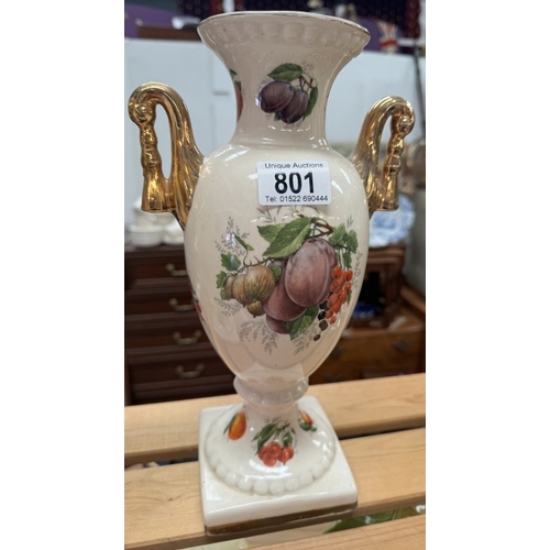 801 - 2 ornate 2 handled vases