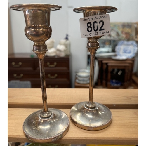 802 - A pair of Arthur Price candlesticks & A Mappin & Webb silver plated gravy dish.