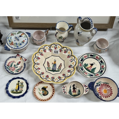 828 - A collection of Quimper ware, mostly A/F