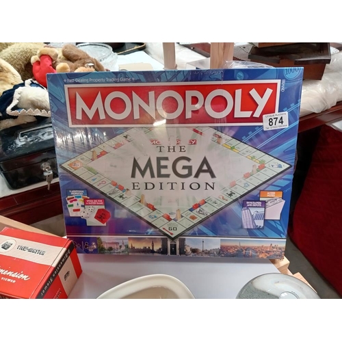 874 - A sealed new Monopoly mega edition