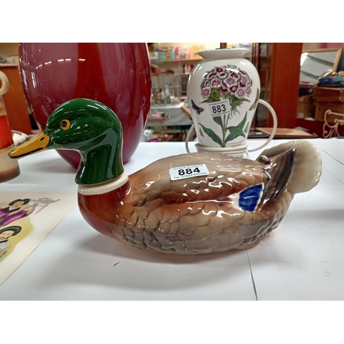 884 - An unusual Ballantine liquor bottle of a Mallard duck, dated 1969