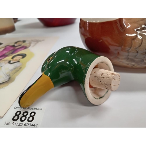 884 - An unusual Ballantine liquor bottle of a Mallard duck, dated 1969