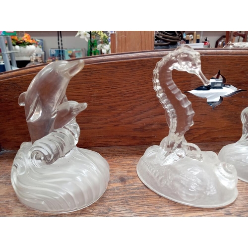 902 - A French crystal glass cockerel & 3 others