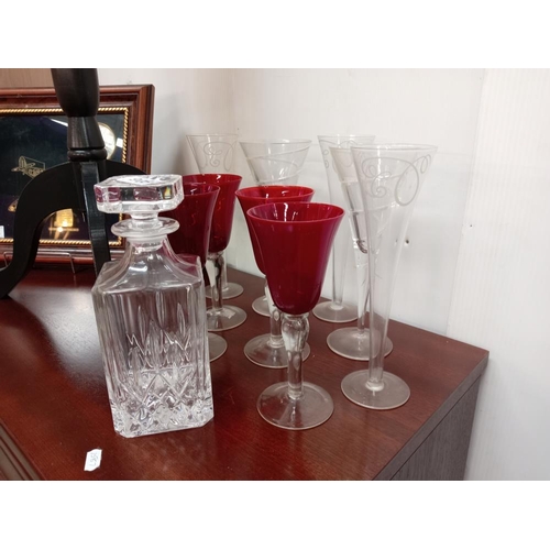 905 - A Royal Crystal Rock decanter & various stemmed glasses