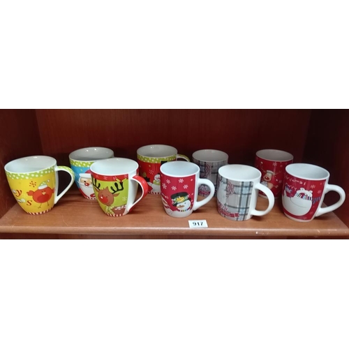 917 - A quantity of Christmas mugs