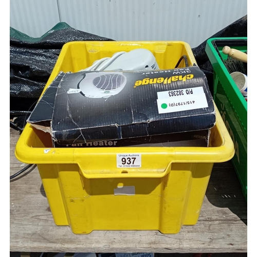 937 - A box of fan heaters etc