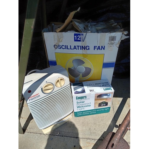 941 - A fan heater, solar light etc