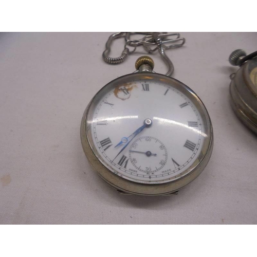 1079 - Two pocket watches, a stop watch and a fob watch.