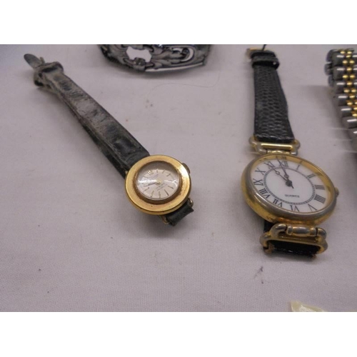 1080 - Four old ladies wrist watches etc.,