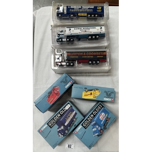 82 - 3 Corgi collectors club models CC18303, CC18009, CC18008 & 4 Corgi Golden Oldies Bedford & Thames tr... 