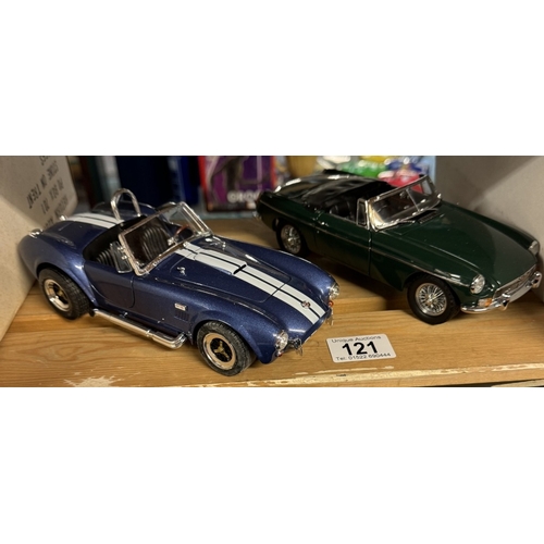 121 - 2 Boxed Crestley Collection diecast MGB & AC Cobra model cars