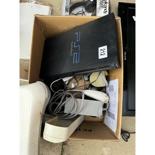 212 - A Ps2 console, Monitor, Wii console & a selection of Nintendo & Wii games