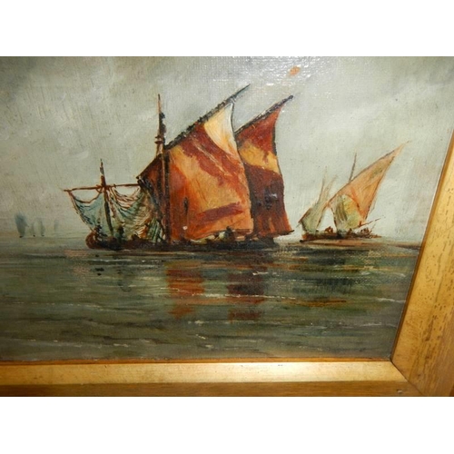 Grand Cadre En Bois Décoration Marine Océan - Bateau 116x53 Cm - Occasion