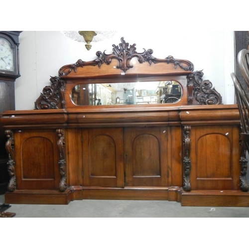 1768 - A Victorian carved mahogany mirror back sideboard. COLLECT ONLY.