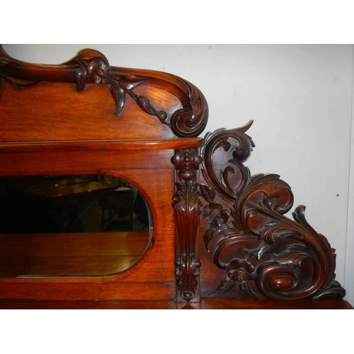 1768 - A Victorian carved mahogany mirror back sideboard. COLLECT ONLY.