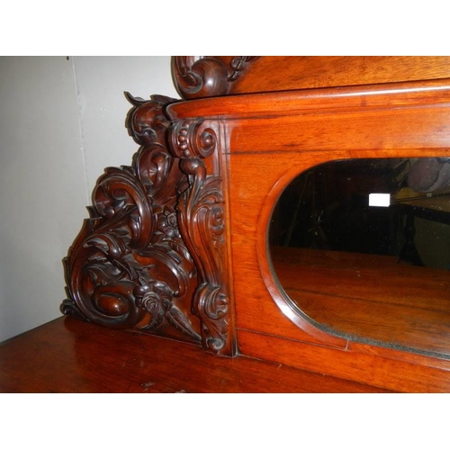 1768 - A Victorian carved mahogany mirror back sideboard. COLLECT ONLY.