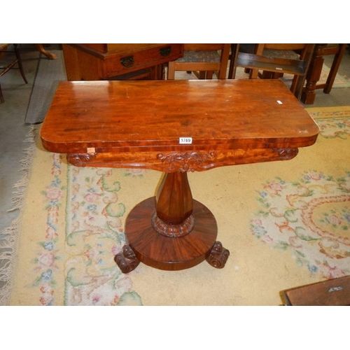 1769 - A Victorian mahogany fold over tea table, COLLECT ONLY.