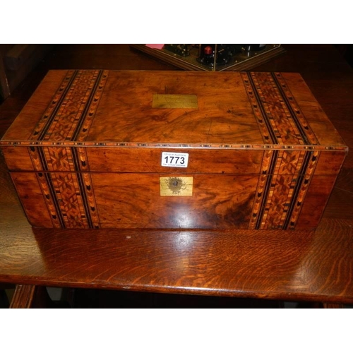 1773 - A mahogany inlaid writing box.