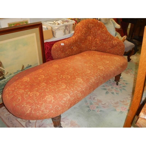 1782 - A French style chaise longue on turned legs, COLLECT ONLY.