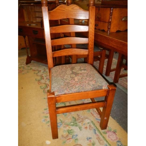 1787 - A heavy thick top oak dining table (200 x 82 cm) together with a set of six chairs. COLLECT ONLY.