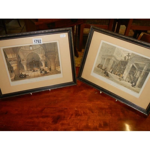 1792 - A pair of late Victorian framed and glazed engravings - Chapel of St Helens and Church of St Helens,... 