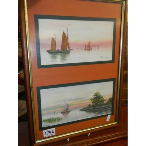 1794 - A pair of framed and glazed seascape watercolours signed J Russell, COLLECT ONLY