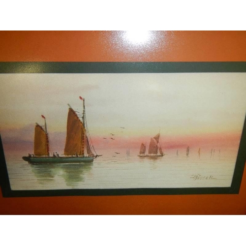 1794 - A pair of framed and glazed seascape watercolours signed J Russell, COLLECT ONLY