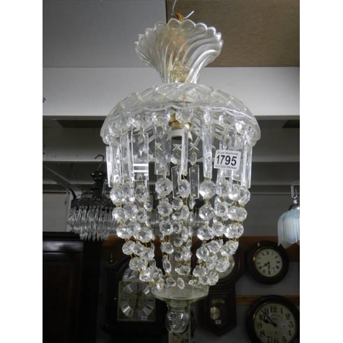 1795 - A glass hall chandelier, COLLECT ONLY.