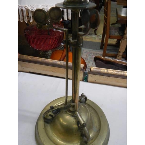 1804 - An art nouveau brass oil lamp, COLLECT ONLY.