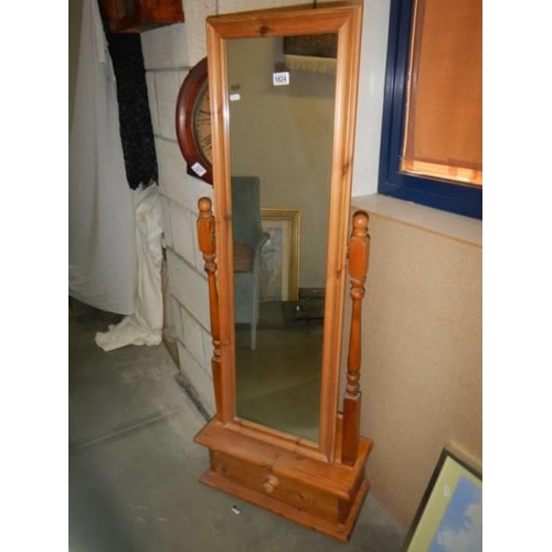 1824 - A pine cheval mirror. COLLECT ONLY.