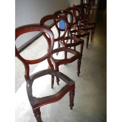 1826 - A set of six mahogany dining chairs, no seats, COLLECT ONLY.