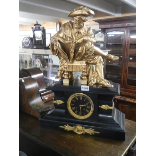 1840 - A superb quality Victorian marble clock surmounted with a figure of William Shakespeare, COLLECT ONL... 