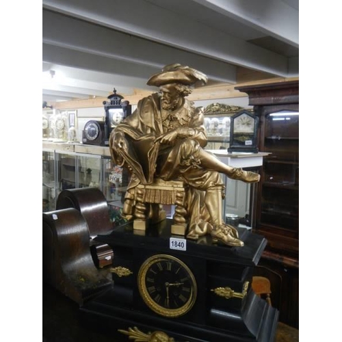 1840 - A superb quality Victorian marble clock surmounted with a figure of William Shakespeare, COLLECT ONL... 