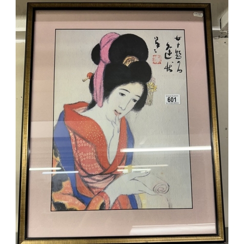 601 - A Chinese print of a girl