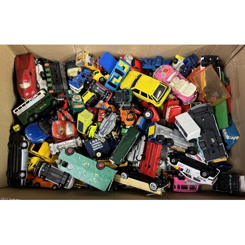 651 - A large box of mixed play worn diecast